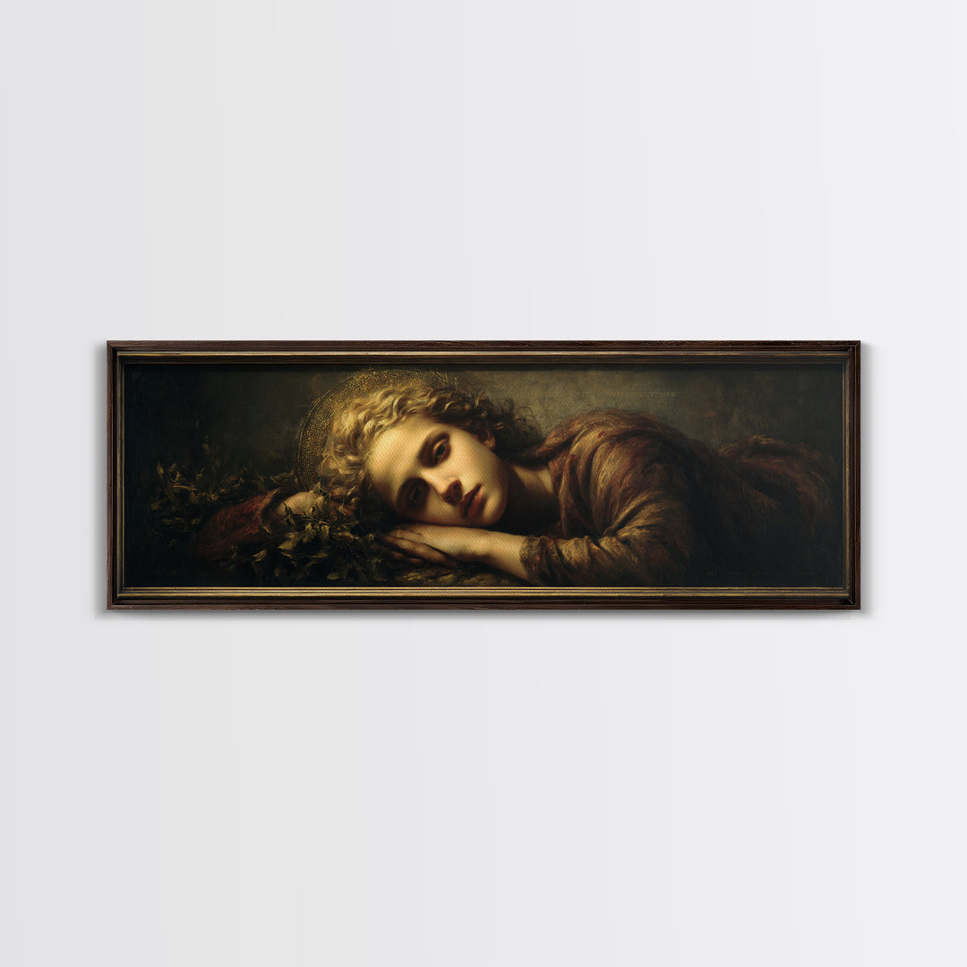 Gold Halo Portrait Canvas Print, Renaissanceinspired Art, Medieval Decor, Living Room Decor, Classic, Elegant Home Decor, REN-3x1-93
