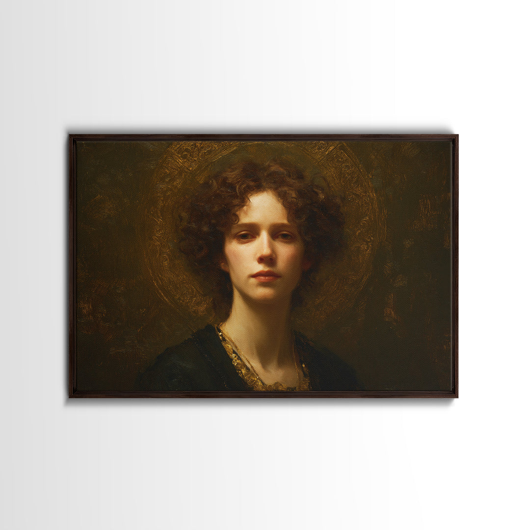 Gold Halo Portrait Canvas Print, Renaissanceinspired Art, Digital Print, Living Room Decor, Fine Art, Classic, Living Room Art, REN-3x2-33
