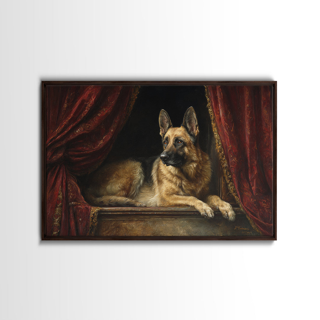 Noble Dog Portrait Canvas Print, Renaissanceinspired Art, Celestial Decor, Living Room Decor, Fine Art, Classic, Yoga Wall Art, REN-3x2-72