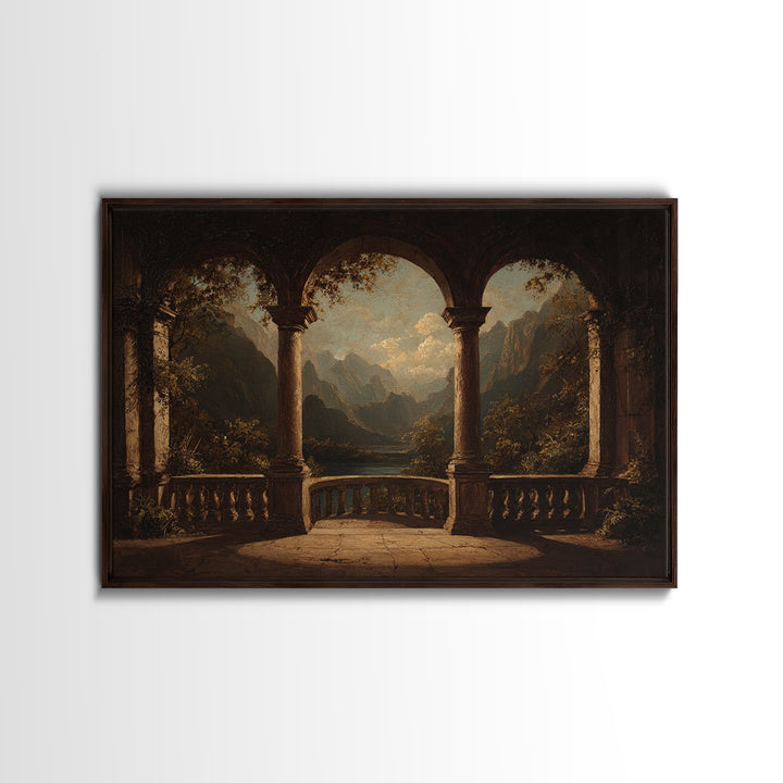 Architectural Arch with Italian Landscape Beyond Canvas Print, Renaissanceinspired Art, Jesus Art, Living Room Decor, Classic, REN-3x2-87