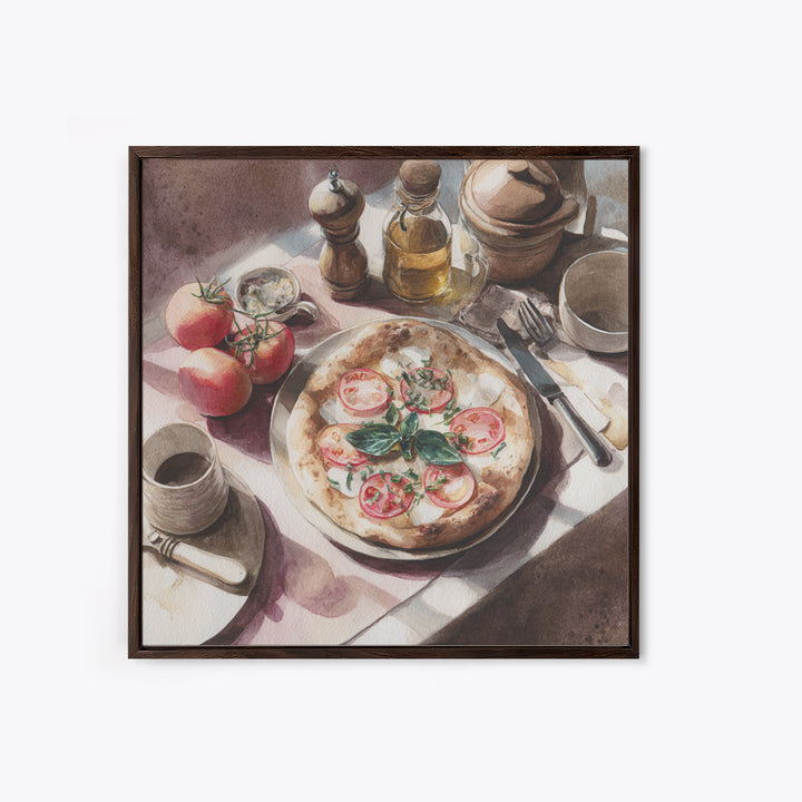 Pizzeria Tomato Basil and Mozzarella Still Life Canvas Print, Restaurant Art, Kitchen Wall Decor, Restaurant Decor, Bistro, RES-1x1-10