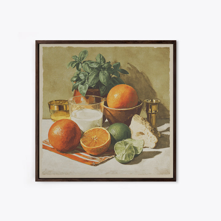 Cocktail and Citrus Bar Composition Framed Canvas Print, Restaurant Art, Printable Art, Restaurant Decor, Fine Art, Bistro, RES-1x1-11