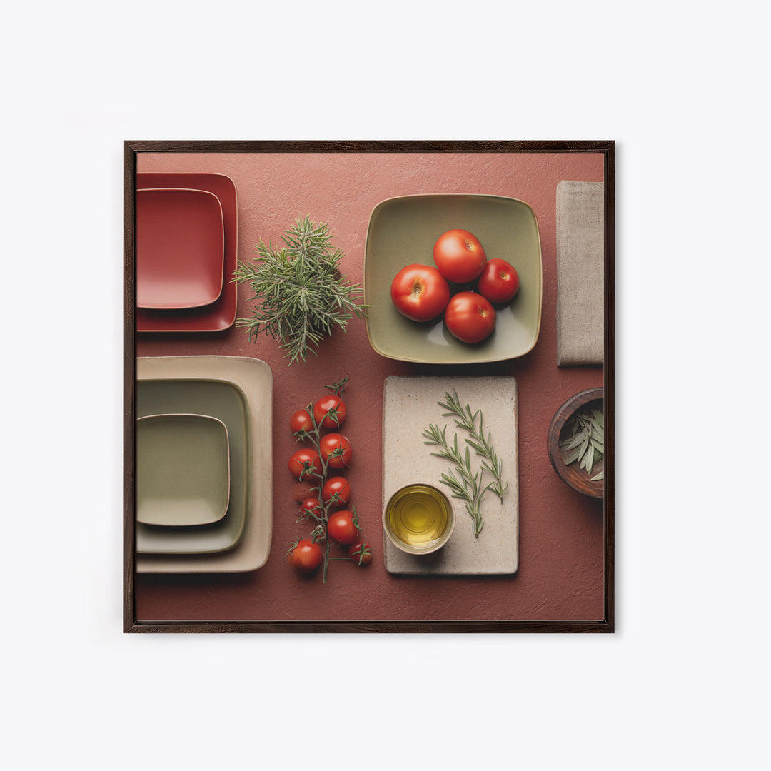 Rooster and Herbs for Farmhouse Restaurant Mood Canvas Print, Restaurant Art, Printable Wall Art, Restaurant Decor, Bistro, RES-1x1-20