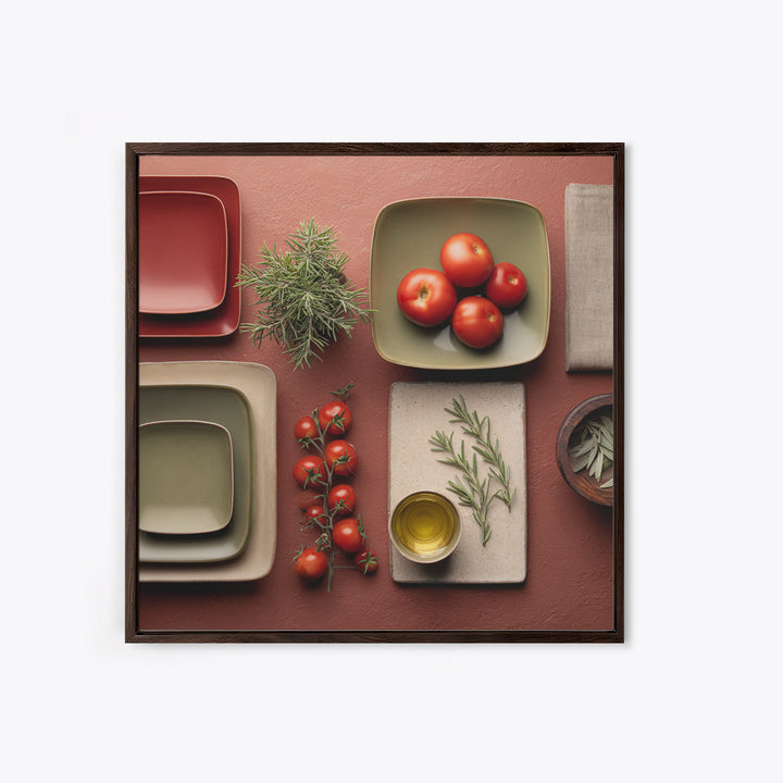 Rooster and Herbs for Farmhouse Restaurant Mood Canvas Print, Restaurant Art, Printable Wall Art, Restaurant Decor, Bistro, RES-1x1-20