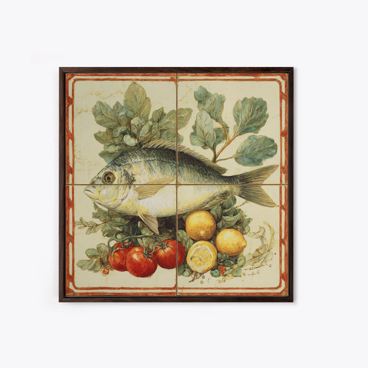 Fresh Fish with Lemon and Herbs Canvas Print, Restaurant Art, Kitchen Decor, Restaurant Decor, Bistro, Bedroom Wall Art, RES-1x1-23