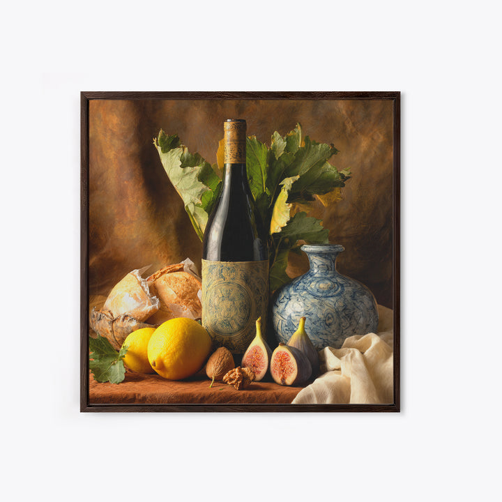 Wine Bottle and Figs Canvas Print, Restaurant Art, Room Decor, Restaurant Decor, Fine Art, Bistro, Framed Wall Art, RES-1x1-25
