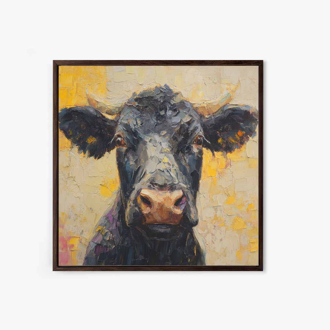 Steakhouse Black and Gold Bull Portrait Canvas Print, Restaurant Art, Living Room Decor, Restaurant Decor, Fine Art, Bistro, RES-1x1-31