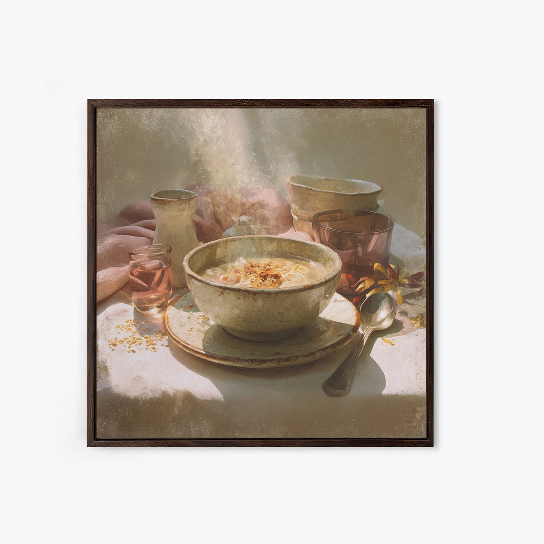 Ramen Bowl Rendered Framed Canvas Print, Restaurant Art, Gallery Decor, Restaurant Decor, Fine Art, Bistro, Wall Art, RES-1x1-38