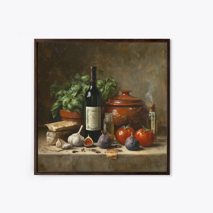 Wine Bottle and Figs Canvas Print, Restaurant Art, Room Decor, Restaurant Decor, Fine Art, Bistro, Framed Wall Art, RES-1x1-49