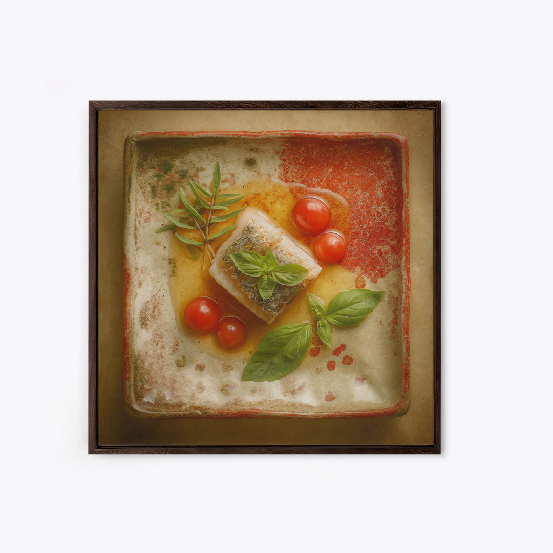 Sushi Fish and Ceramic Plate Composition Canvas Print, Restaurant Art, Fine Art Print, Restaurant Decor, Fine Art, Bistro, RES-1x1-5