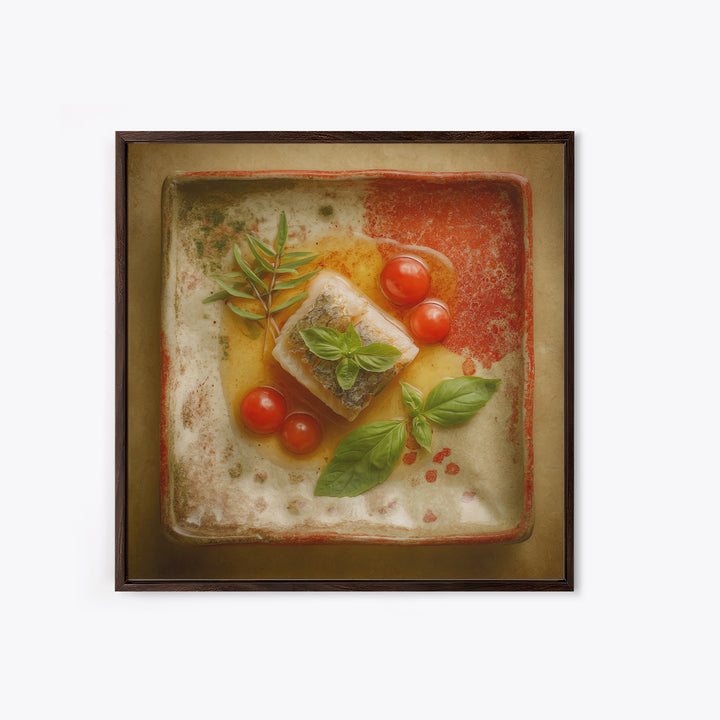 Sushi Fish and Ceramic Plate Composition Canvas Print, Restaurant Art, Fine Art Print, Restaurant Decor, Fine Art, Bistro, RES-1x1-5