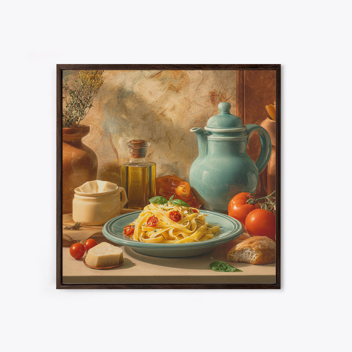 Fresh Pasta with Tomatoes and Basil Canvas Print, Restaurant Art, Cool Wall Art, Restaurant Decor, Fine Art, Bistro, RES-1x1-50