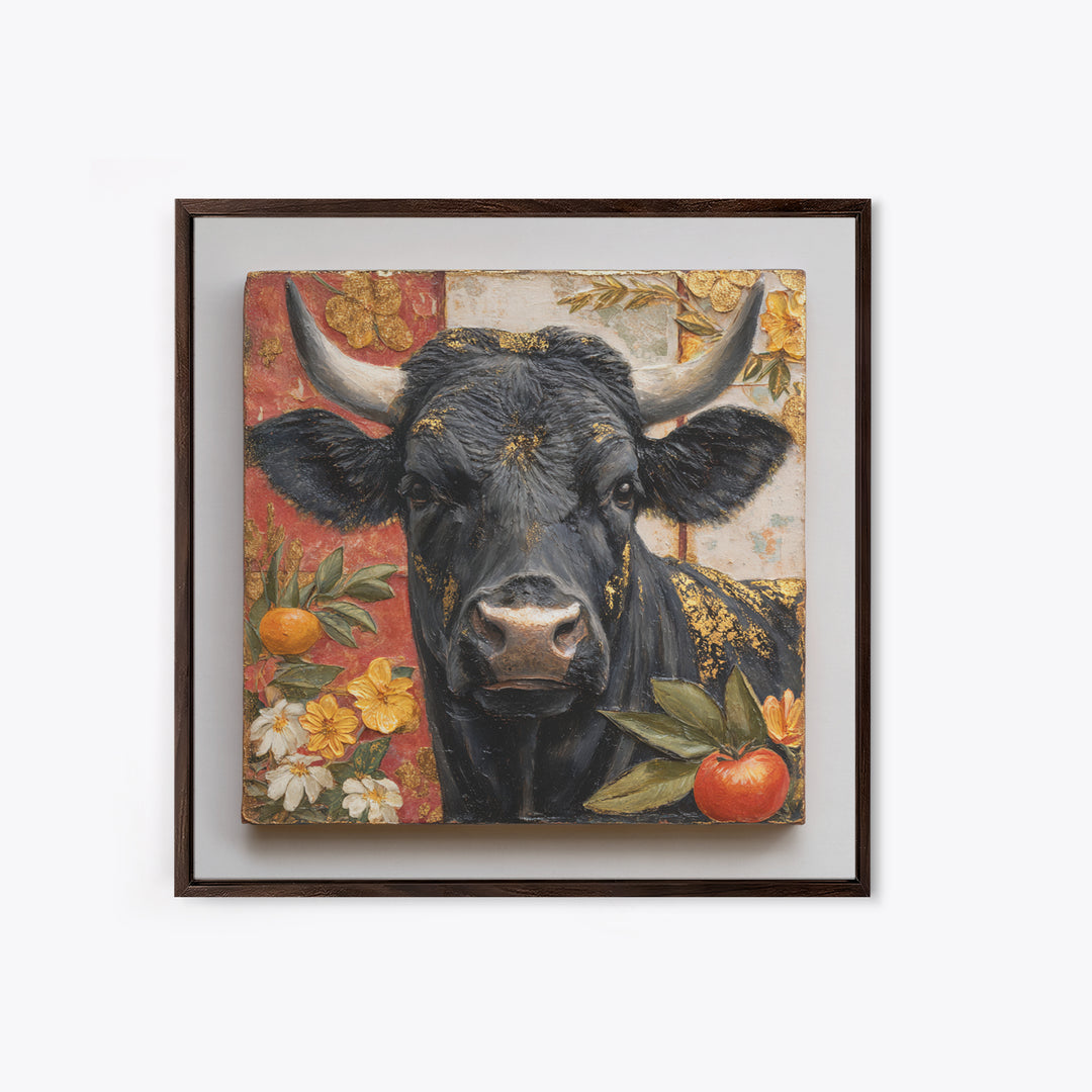 Steakhouse Black and Gold Bull Portrait Canvas Print, Restaurant Art, Bar Decor, Restaurant Decor, Fine Art, Bistro, RES-1x1-55