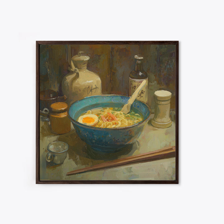 Ramen Bowl Rendered Framed Canvas Print, Restaurant Art, Gallery Decor, Restaurant Decor, Fine Art, Bistro, Wall Art, RES-1x1-62