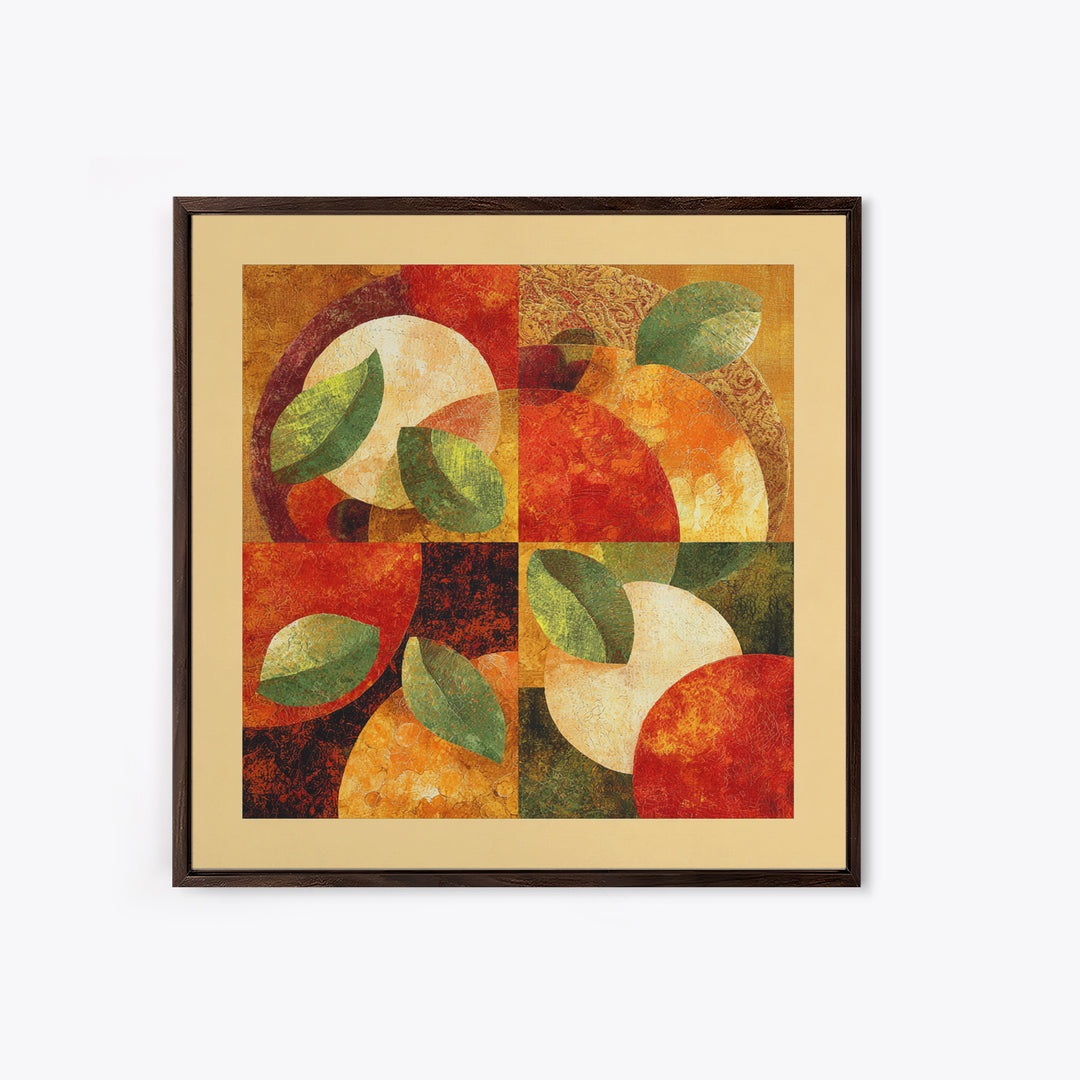 Abstract Appetite Friendly Red and Orange Shapes Canvas Print, Restaurant Art, Restaurant Decor, Abstract Art, Bistro, RES-1x1-89