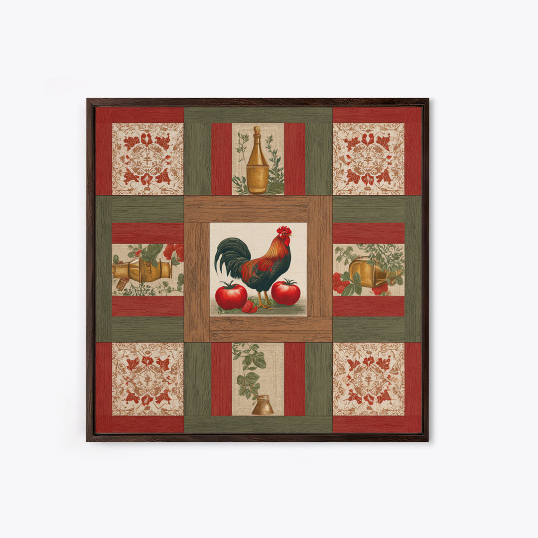 Rooster and Herbs for Farmhouse Restaurant Mood Canvas Print, Restaurant Art, Cool Wall Art, Restaurant Decor, Fine Art, Bistro, RES-1x1-92