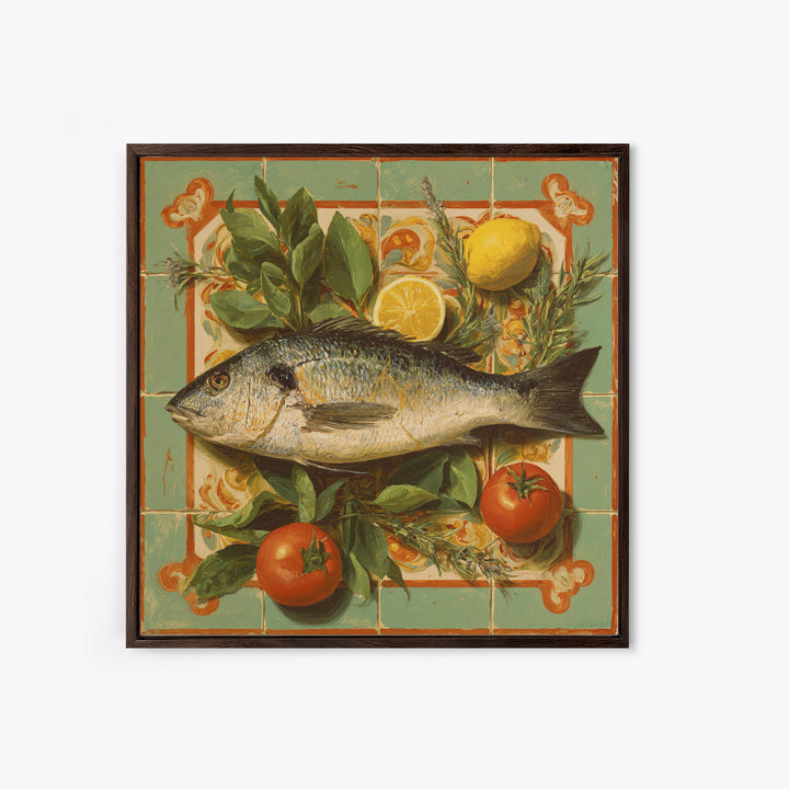 Fresh Fish with Lemon and Herbs Canvas Print, Restaurant Art, Fine Art Print, Restaurant Decor, Fine Art, Bistro, Wall Decor, RES-1x1-95