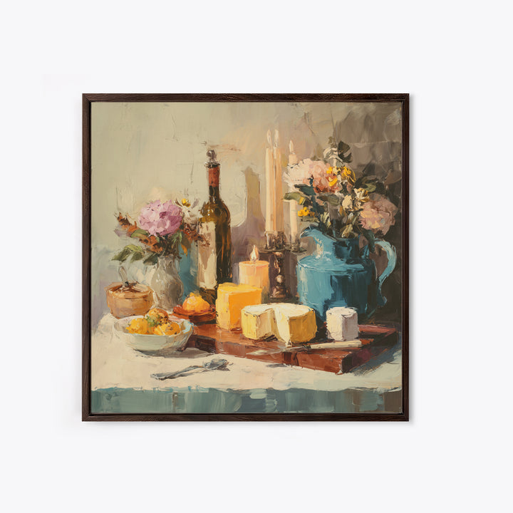 Elegant Table Objects Framed Canvas Print, Restaurant Art, Canvas, Restaurant Decor, Fine Art, Bistro, Living Room Decor, RES-1x1-96