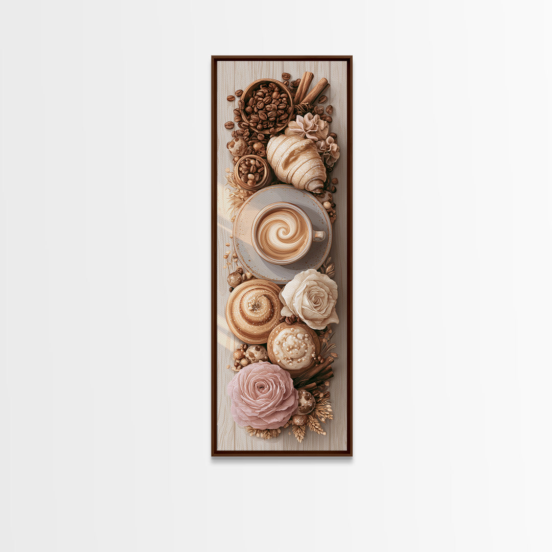 Coffee Beans and Pastry Arrangement Canvas Print, Restaurant Art, Kitchen Wall Decor, Restaurant Decor, Fine Art, Bistro, RES-1x3-10