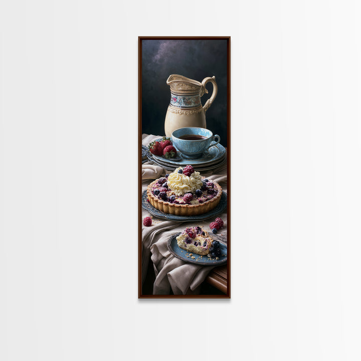Dessert Tart with Berries and Cream Canvas Print, Restaurant Art, Stained Glass Art, Restaurant Decor, Fine Art, Bistro, RES-1x3-100