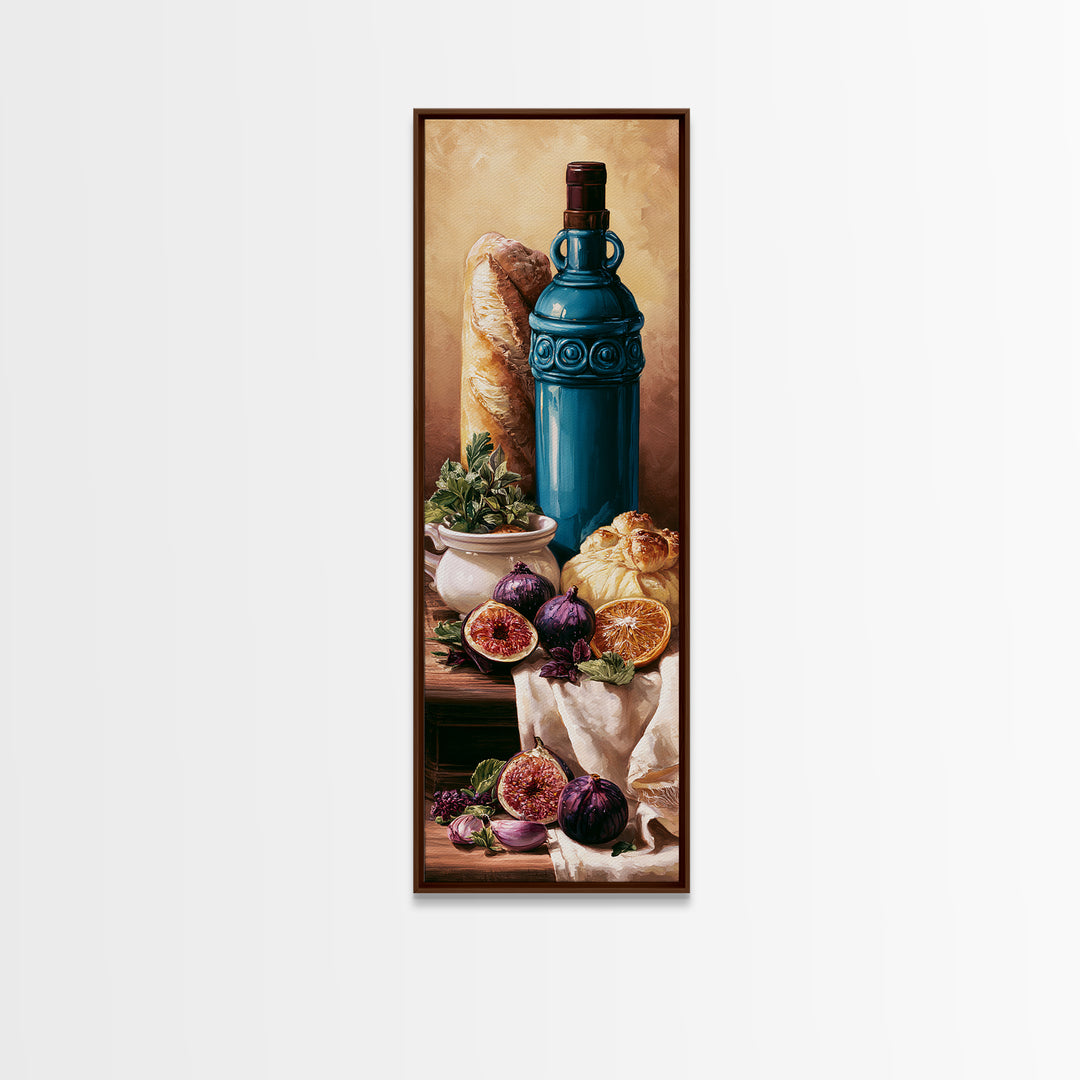 Wine Bottle and Figs Canvas Print, Restaurant Art, Minimalist Decor, Restaurant Decor, Fine Art, Bistro, Kitchen Decor, RES-1x3-13