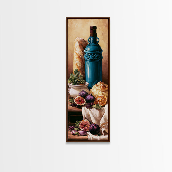 Wine Bottle and Figs Canvas Print, Restaurant Art, Minimalist Decor, Restaurant Decor, Fine Art, Bistro, Kitchen Decor, RES-1x3-13