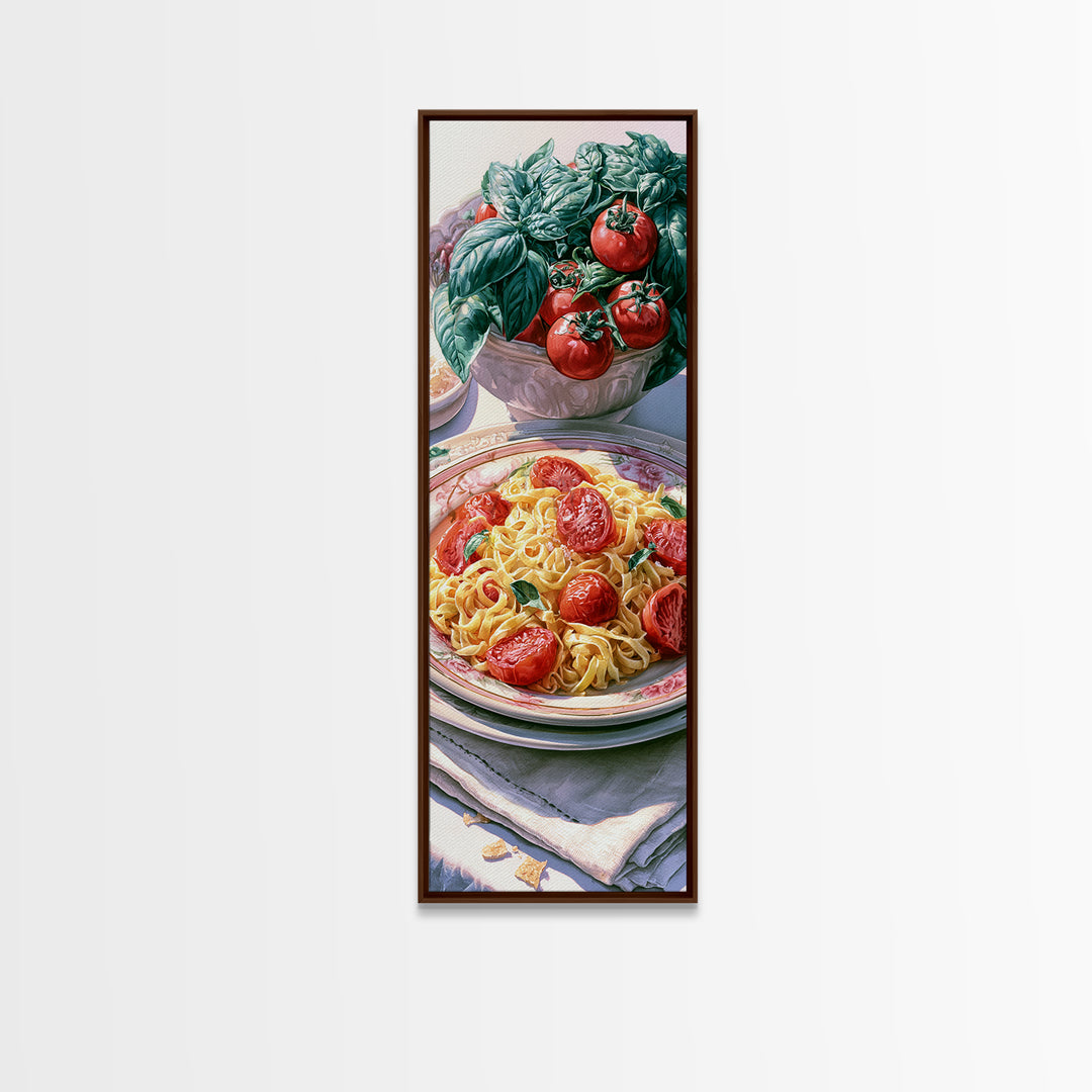 Fresh Pasta with Tomatoes and Basil Canvas Print, Restaurant Art, Gallery Decor, Restaurant Decor, Fine Art, Bistro, Wall Art, RES-1x3-14