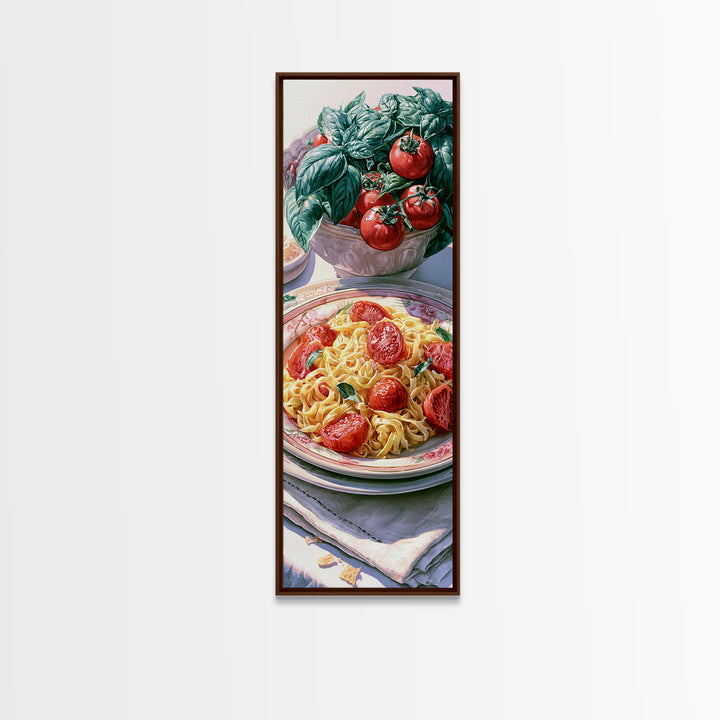 Fresh Pasta with Tomatoes and Basil Canvas Print, Restaurant Art, Gallery Decor, Restaurant Decor, Fine Art, Bistro, Wall Art, RES-1x3-14