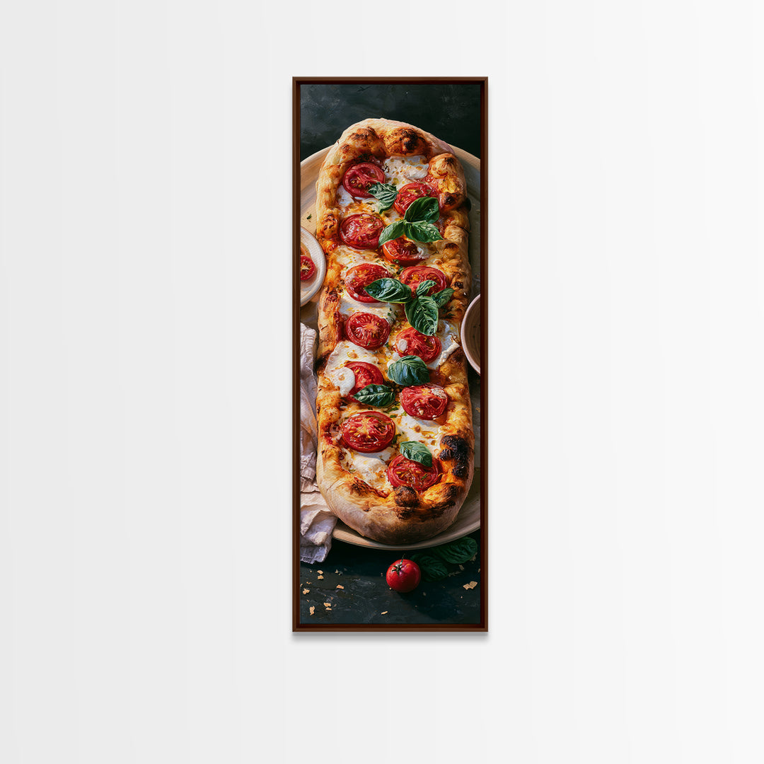 Pizzeria Tomato Basil and Mozzarella Still Life Canvas Print, Restaurant Art, Stained Glass Art, Restaurant Decor, Bistro, RES-1x3-22