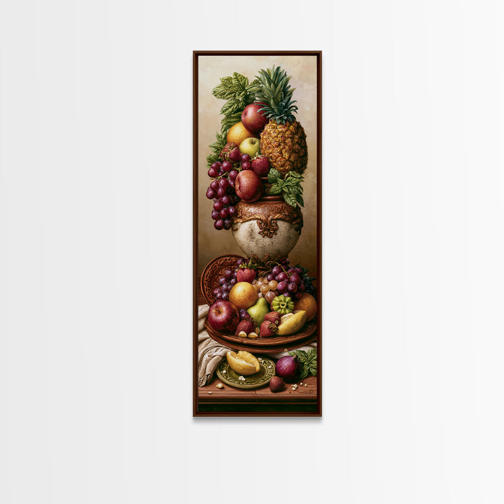 Tropical Fruit Platter Framed Canvas Print, Restaurant Art, Food Art, Restaurant Decor, Oil Painting, Bistro, Minimalist Decor, RES-1x3-30