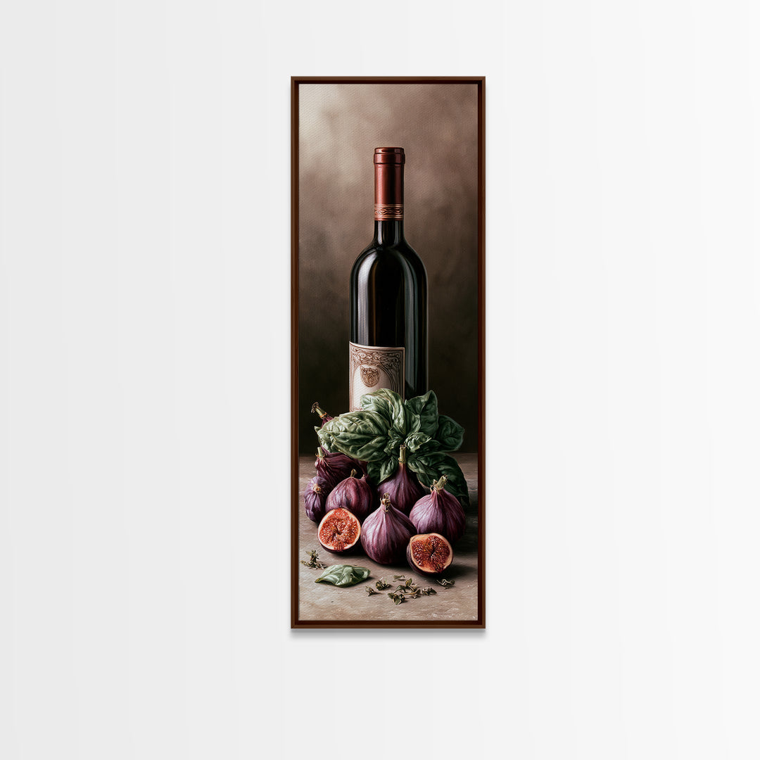 Wine Bottle and Figs Canvas Print, Restaurant Art, Minimalist Decor, Restaurant Decor, Fine Art, Bistro, Kitchen Decor, RES-1x3-37