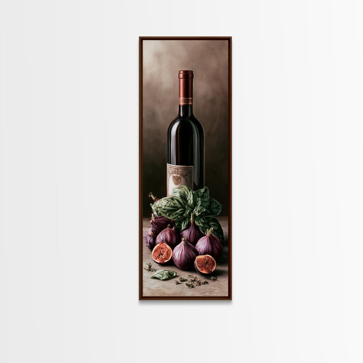 Wine Bottle and Figs Canvas Print, Restaurant Art, Minimalist Decor, Restaurant Decor, Fine Art, Bistro, Kitchen Decor, RES-1x3-37