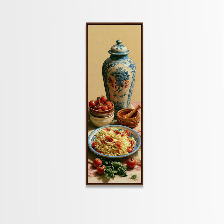 Fresh Pasta with Tomatoes and Basil Canvas Print, Restaurant Art, Gallery Decor, Restaurant Decor, Fine Art, Bistro, Wall Art, RES-1x3-38