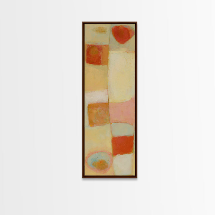 Abstract Appetite Friendly Red and Orange Shapes Canvas Print, Restaurant Art, Textured Painting, Restaurant Decor, Bistro, RES-1x3-53