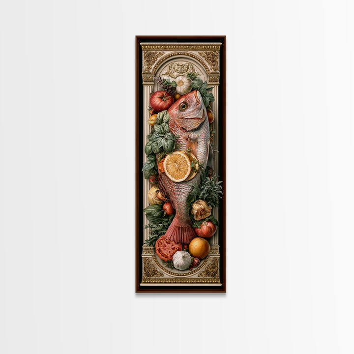 Fresh Fish with Lemon and Herbs Framed Canvas Print, Restaurant Art, Cool Wall Art, Restaurant Decor, Fine Art, Bistro, RES-1x3-83