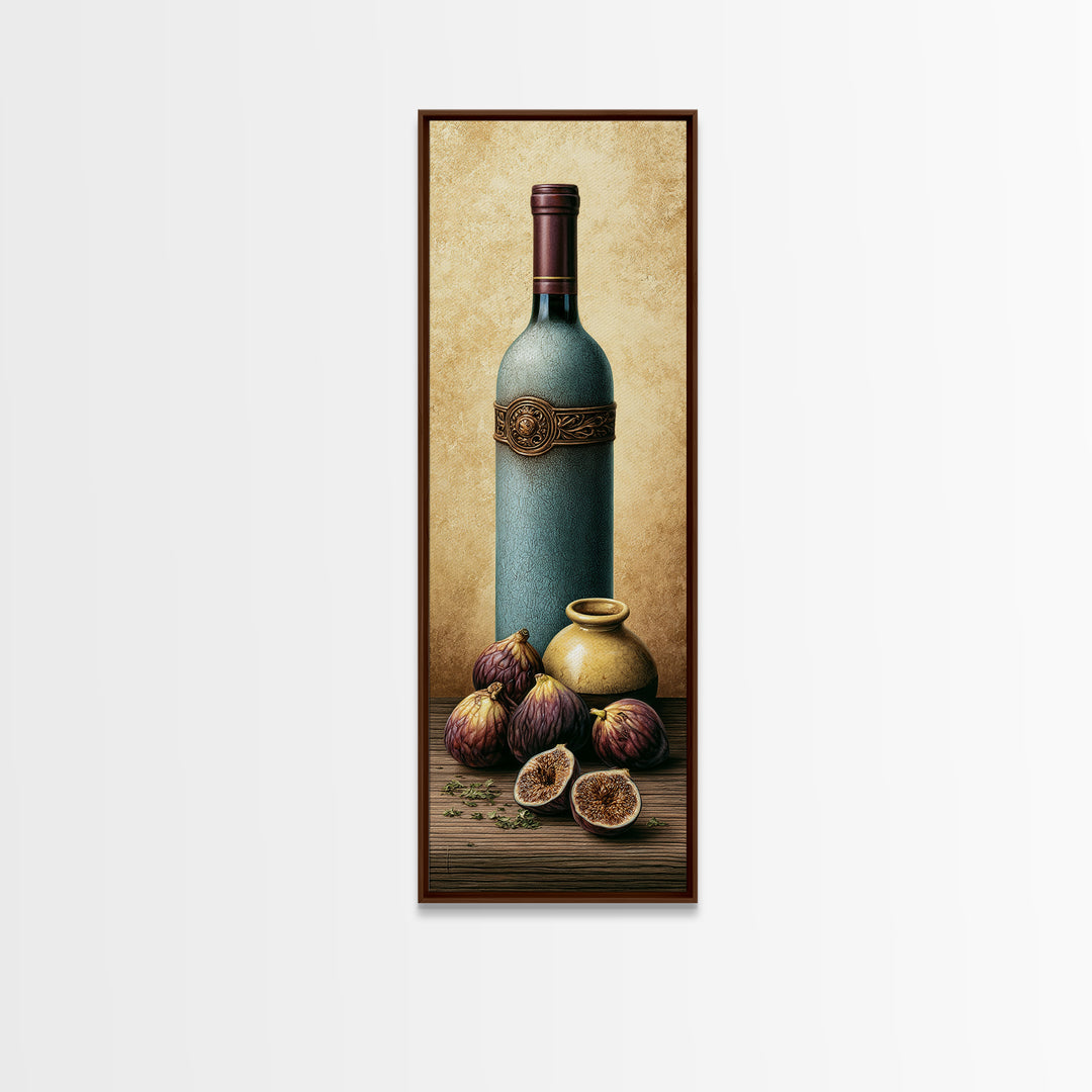 Wine Bottle and Figs Canvas Print, Restaurant Art, Canvas Wall Art, Restaurant Decor, Fine Art, Bistro, Bedroom Wall Art, RES-1x3-85