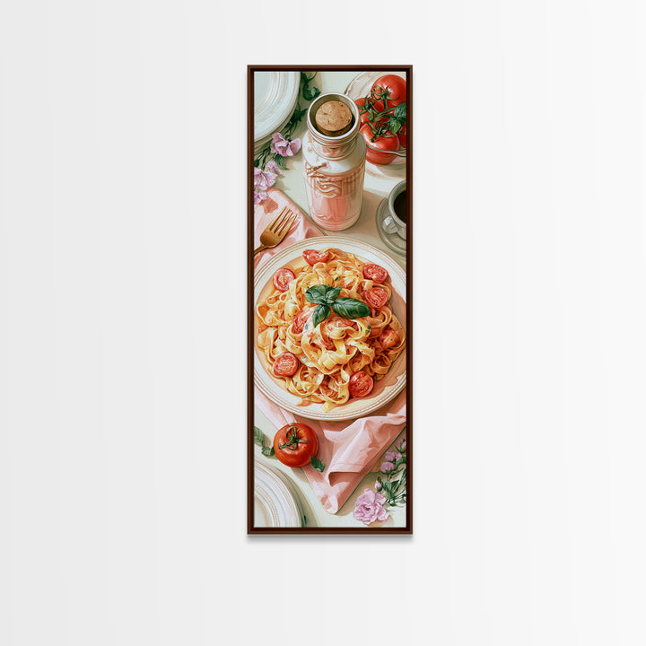 Fresh Pasta with Tomatoes and Basil Canvas Print, Restaurant Art, Contemporary Art, Restaurant Decor, Fine Art, Bistro, RES-1x3-86