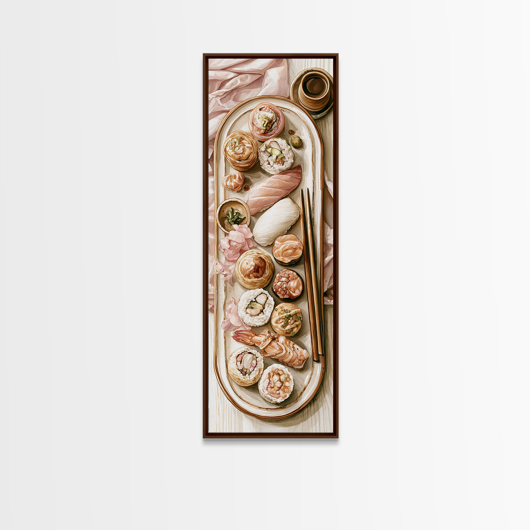 Sushi Fish and Ceramic Plate Composition Canvas Print, Restaurant Art, Cool Wall Art, Restaurant Decor, Fine Art, Bistro, RES-1x3-89
