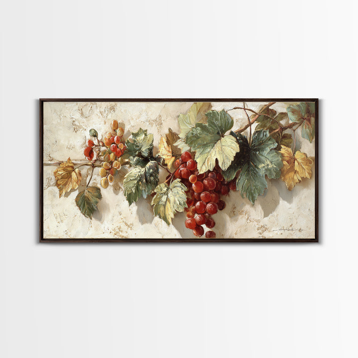 Wine Grapevine Botanical Study Framed Canvas Print, Restaurant Art, Wall Art Print, Restaurant Decor, Fine Art, Bistro, RES-2x1-11