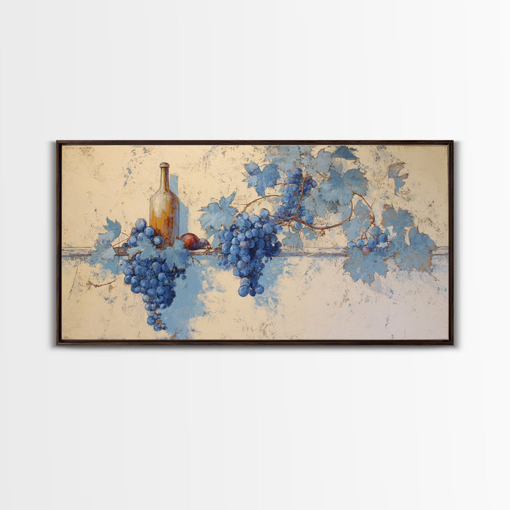 Oyster Platter with Lemons and Champagne Framed Canvas Print, Restaurant Art, Framed Wall Art, Restaurant Decor, Watercolor Art, RES-2x1-23