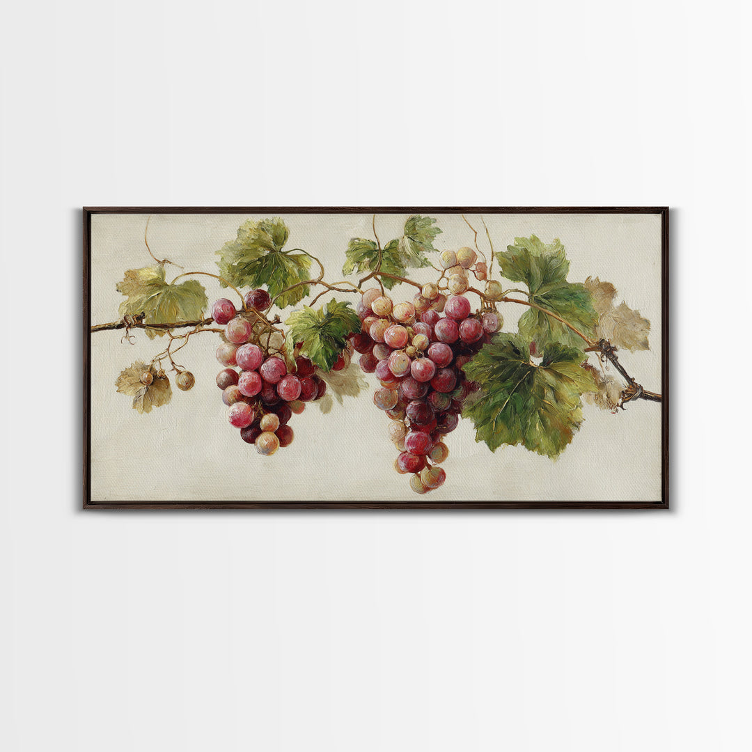Wine Grapevine Botanical Study Framed Canvas Print, Restaurant Art, Wall Art, Restaurant Decor, Watercolor Art, Bistro, RES-2x1-35
