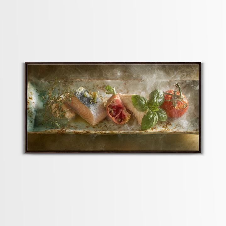 Sushi Fish and Ceramic Plate Composition Canvas Print, Restaurant Art, Printable Art, Restaurant Decor, Fine Art, Bistro, RES-2x1-49