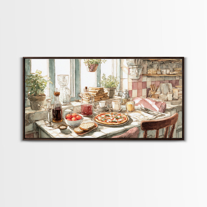 Pizzeria Tomato Basil and Mozzarella Still Life Canvas Print, Restaurant Art, Art Print, Restaurant Decor, Fine Art, Bistro, RES-2x1-54