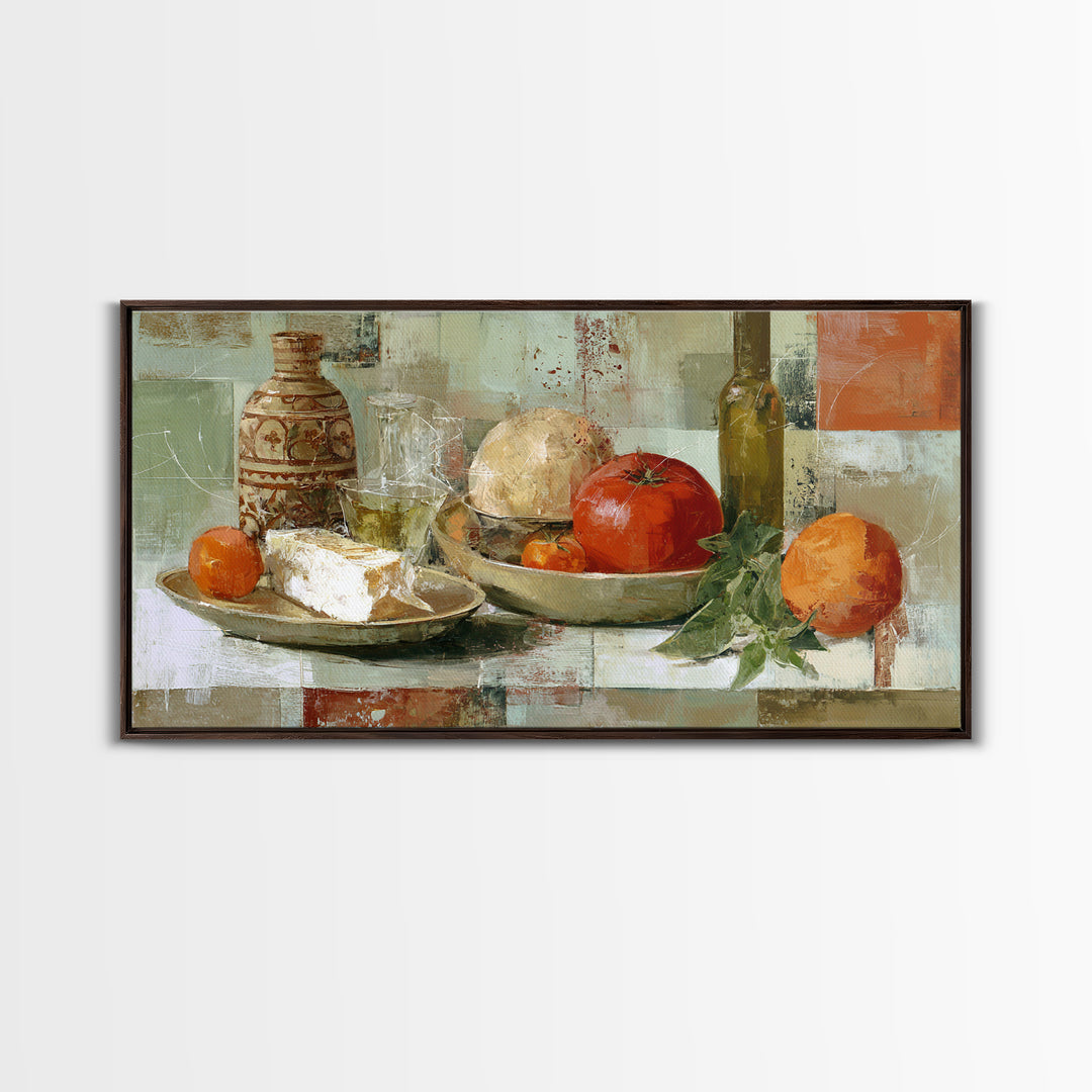Abstract Appetite Friendly Red and Orange Shapes Canvas Print, Restaurant Art, Kitchen Decor, Restaurant Decor, Abstract Art, RES-2x1-61