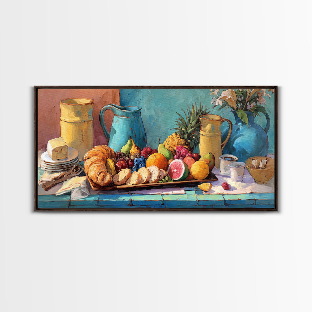 Tropical Fruit Platter Canvas Print, Restaurant Art, Wall Art, Restaurant Decor, Oil Painting, Bistro, Digital Print, RES-2x1-62