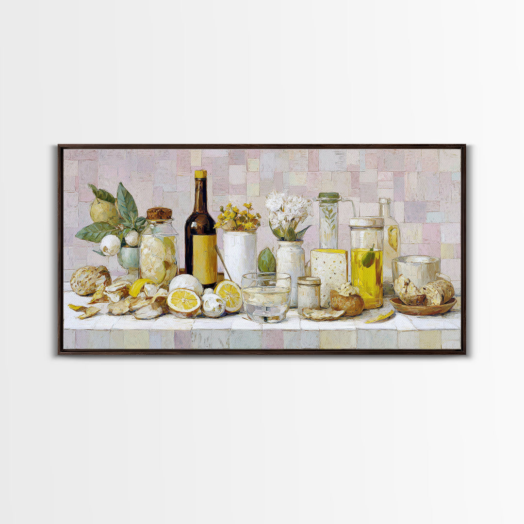 Cocktail and Citrus Bar Composition Framed Canvas Print, Restaurant Art, Printable Wall Art, Restaurant Decor, Fine Art, Bistro, RES-2x1-7