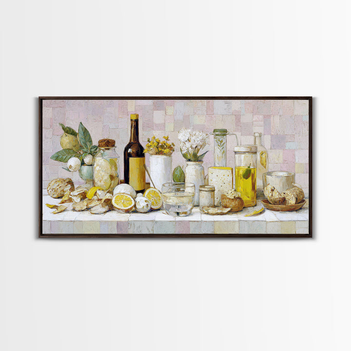 Cocktail and Citrus Bar Composition Framed Canvas Print, Restaurant Art, Printable Wall Art, Restaurant Decor, Fine Art, Bistro, RES-2x1-7