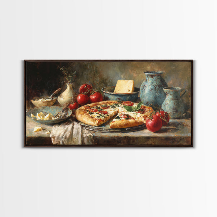 Pizzeria Tomato Basil and Mozzarella Still Life Canvas Print, Restaurant Art, Art Print, Restaurant Decor, Fine Art, Bistro, RES-2x1-78