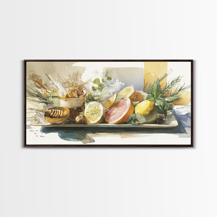 Cocktail and Citrus Bar Composition Framed Canvas Print, Restaurant Art, Cool Wall Art, Restaurant Decor, Fine Art, Bistro, RES-2x1-79