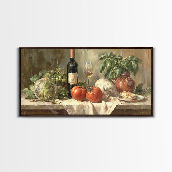 Wine Grapevine Botanical Study Framed Canvas Print, Restaurant Art, Wall Decor, Restaurant Decor, Oil Painting, Bistro, RES-2x1-83